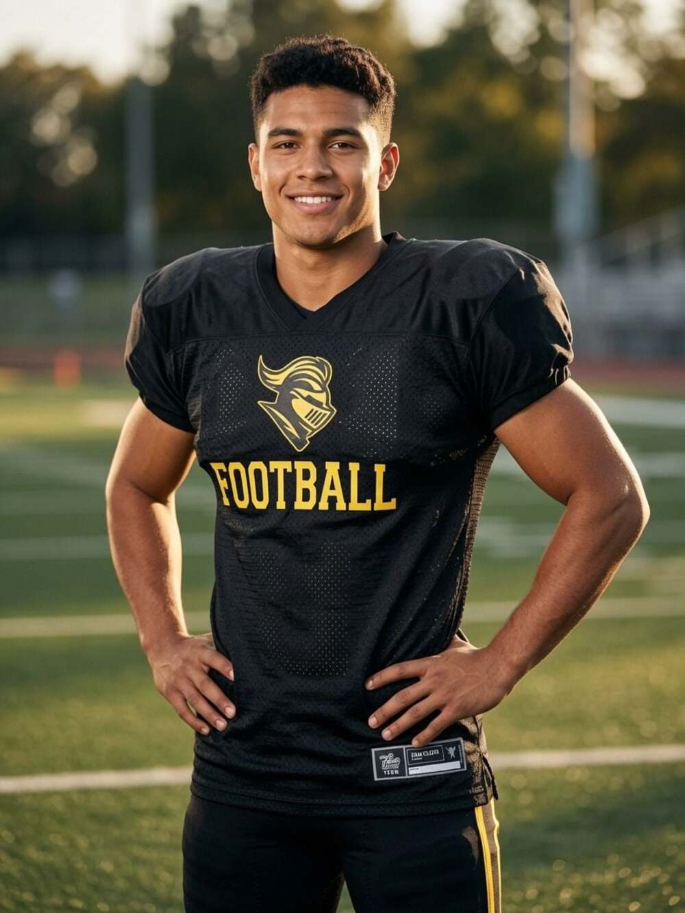 Y2K Fan Cloth Team Black and Gold Football Jersey
